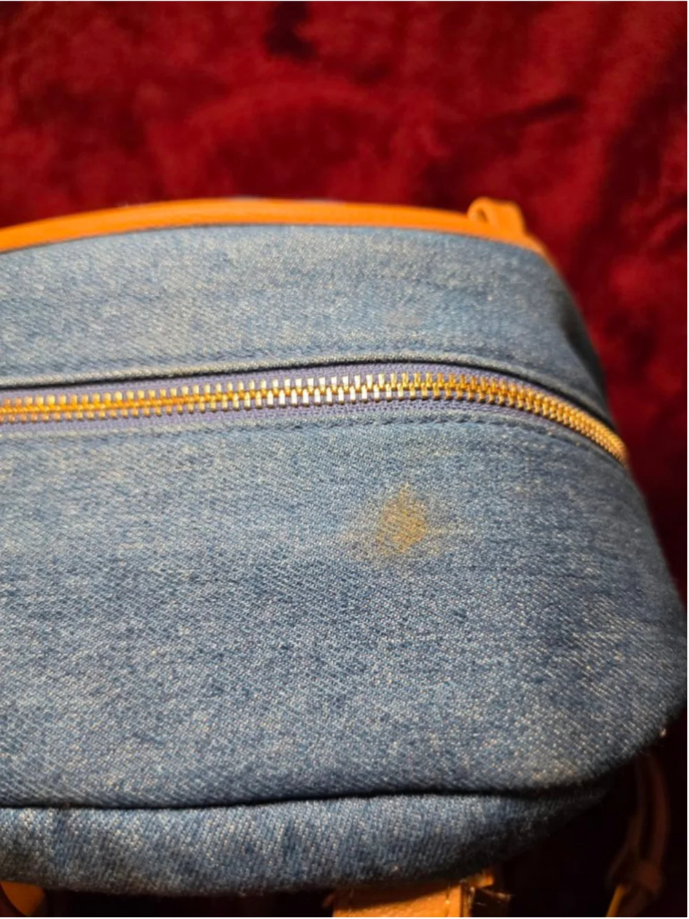 Betsey Johnson Blue Denim Backpack One Size with Brown Straps